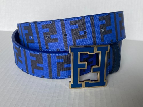 Cintura fendi blu stampa zucca - cintura,